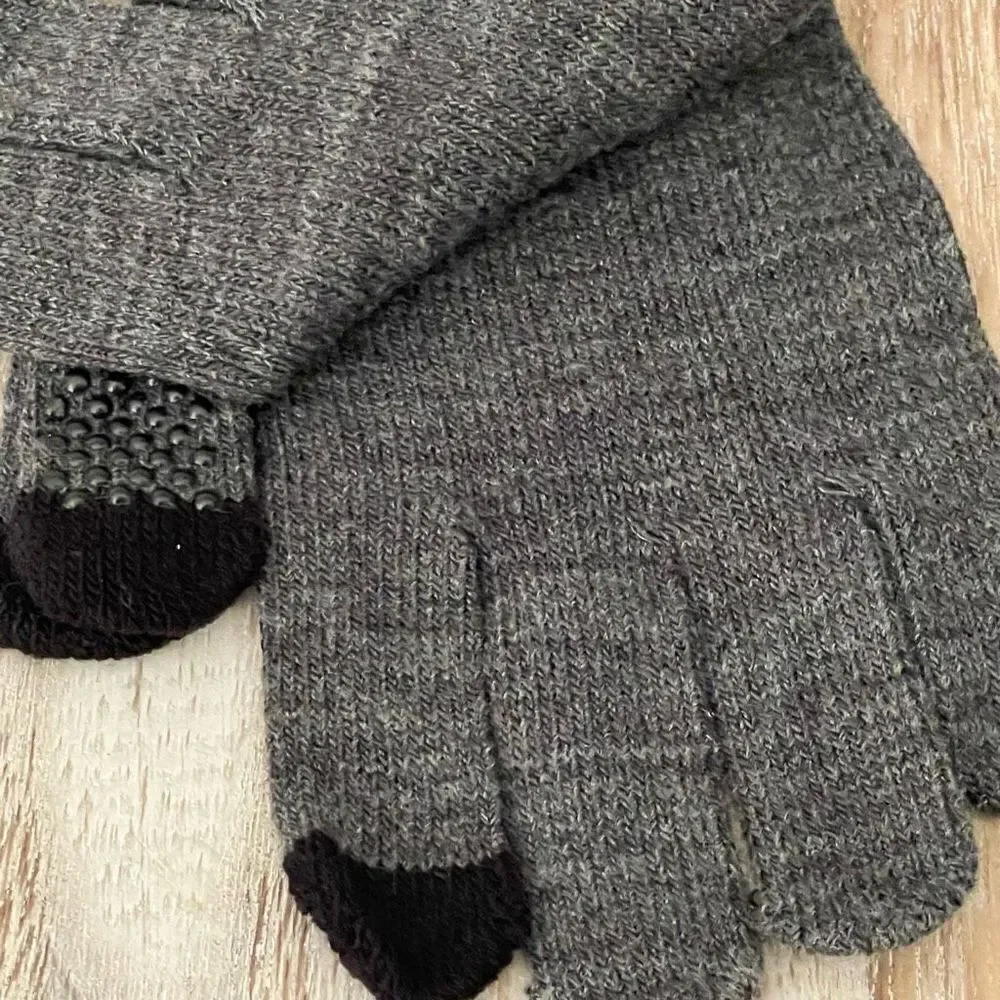 NWT 2 Daiso Digits Touchscreen Touch Screen Grey / Black Adult Warm Knit Gloves